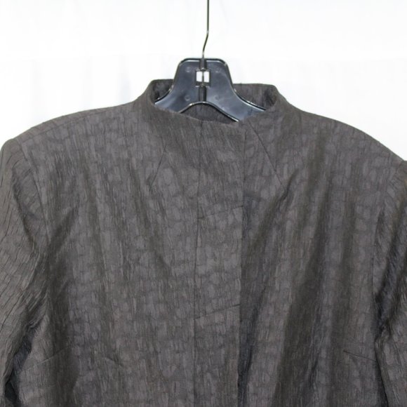 Kelly by Clinton Kelly Grey Black Button Front Textured Jacket - Picture 2 of 6